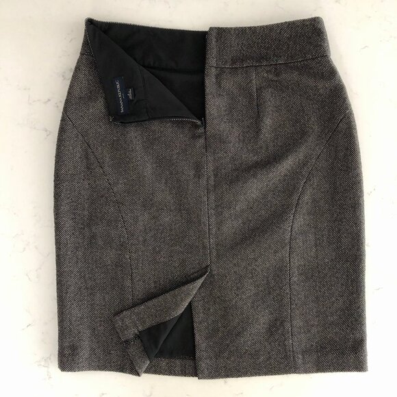 Banana Republic Birdseye Hi Waisted Lined Poly Rayon Pencil Skirt Brown Sz 4 - Picture 5 of 10